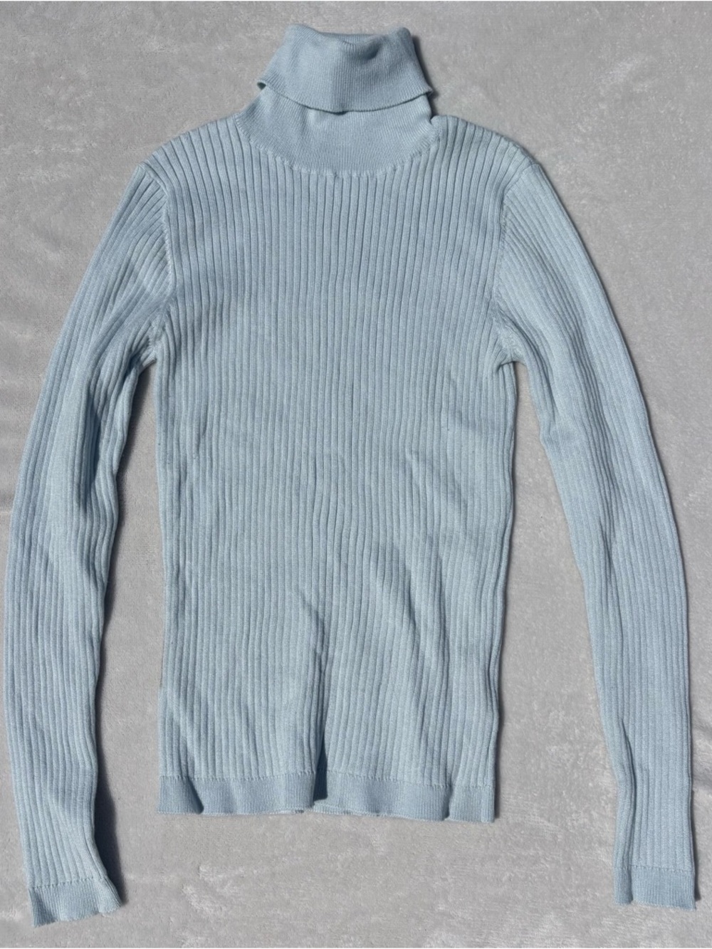 Copper Key Light Blue Ribbed Turtleneck Long Sleeve Top